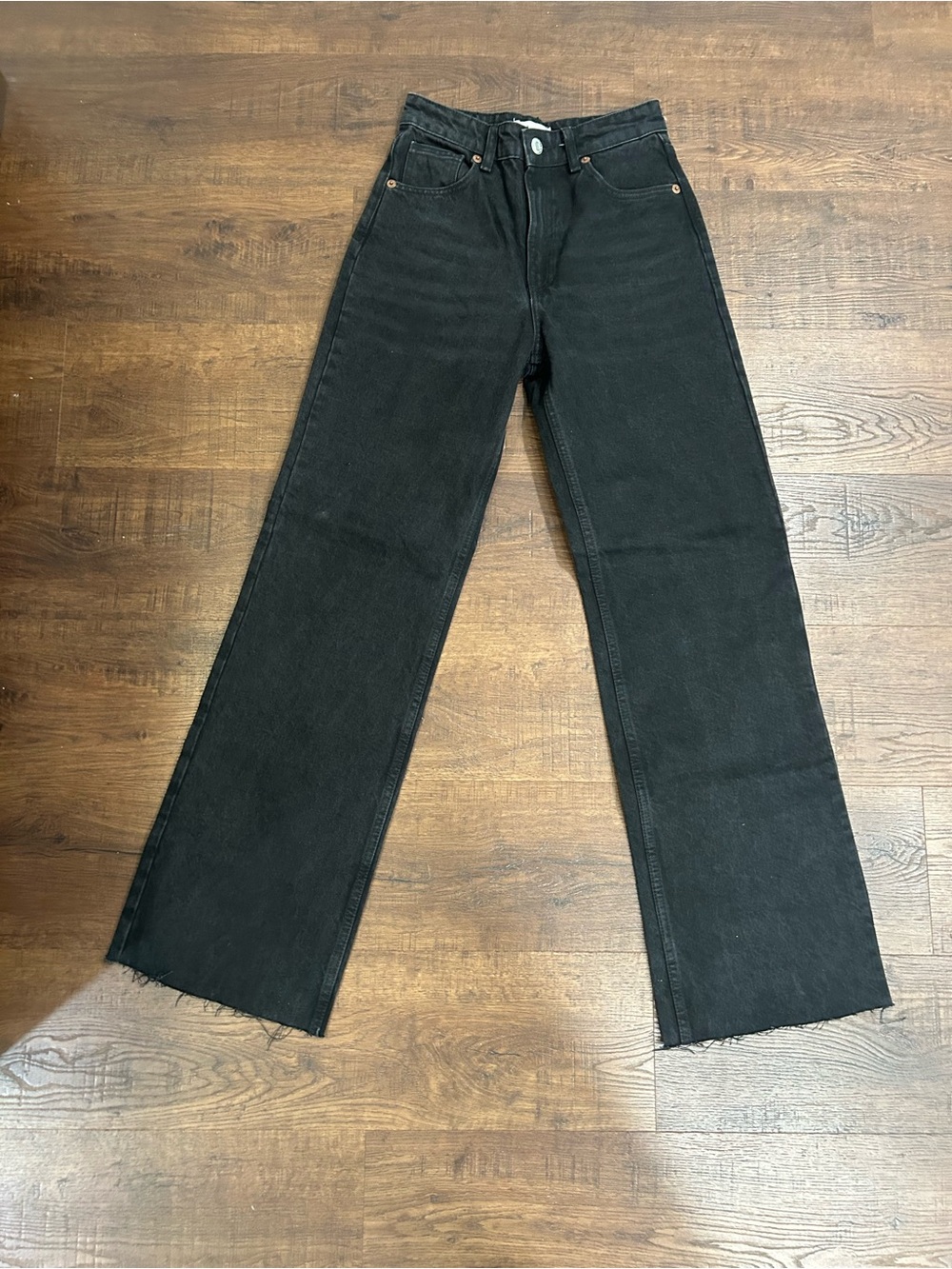 Zara Black High-Rise Straight-Leg Jeans